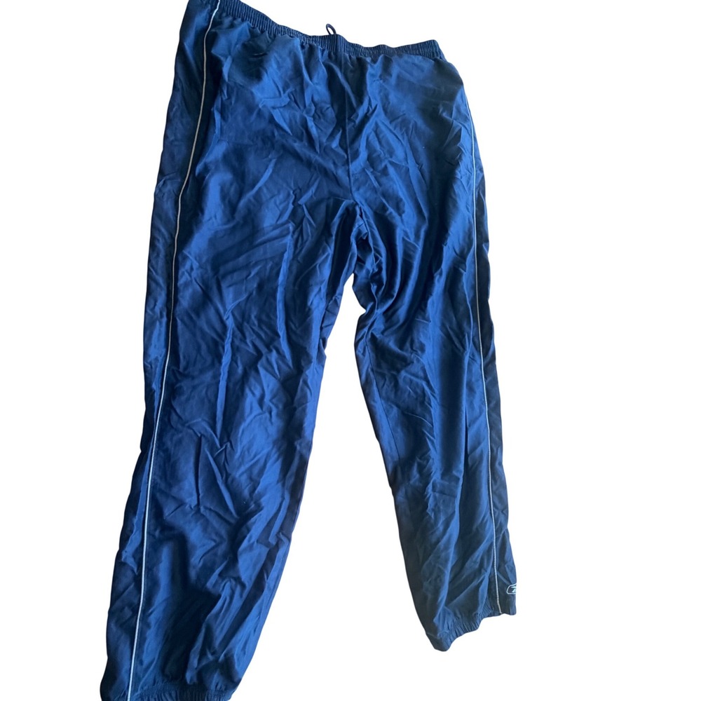 VTG Reebok Track Pants Mens 2XLT Navy Blue Windbreaker Sporty Minimalist